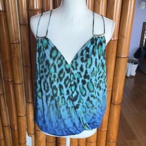 Blue-Green Animal Print Spaghetti Strap Tank Top